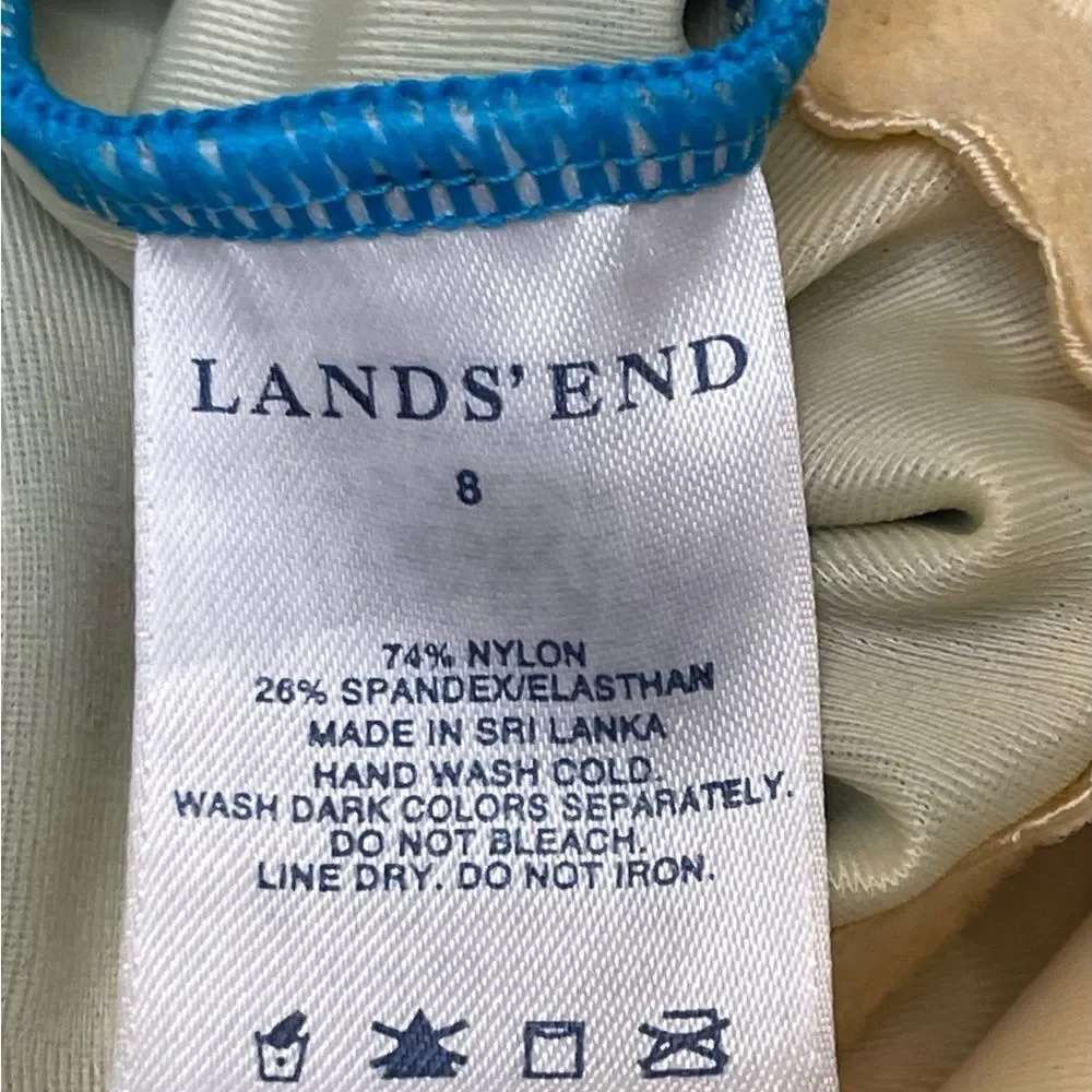 Lands' End Classic Blue One Piece Modest Cut Swimsuit Size 8 EUC Minimalist